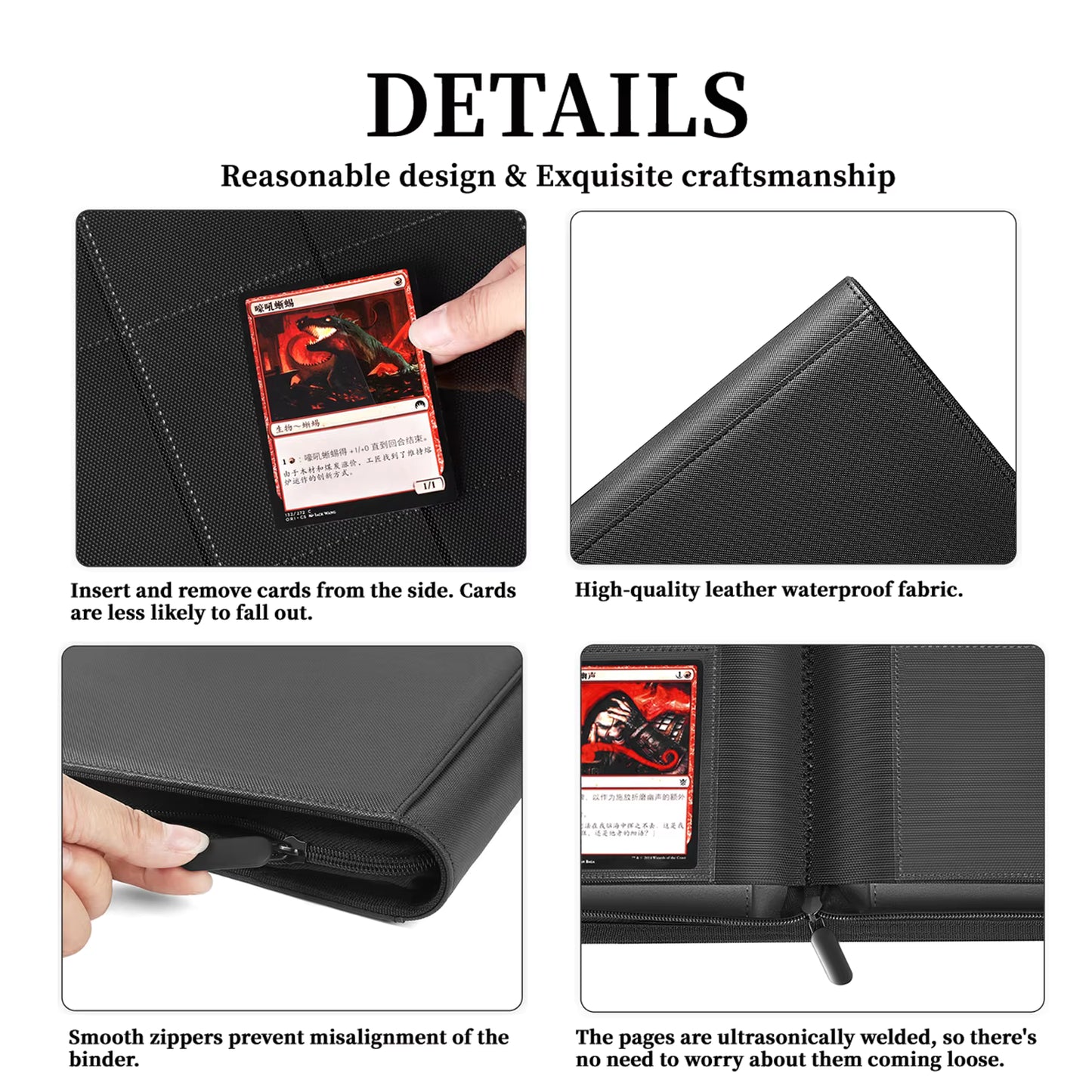 XL 16-Pocket Trading Card Binder 1024 Pockets Master Capacity PU Leather Zipper Album for TCG Sports Cards