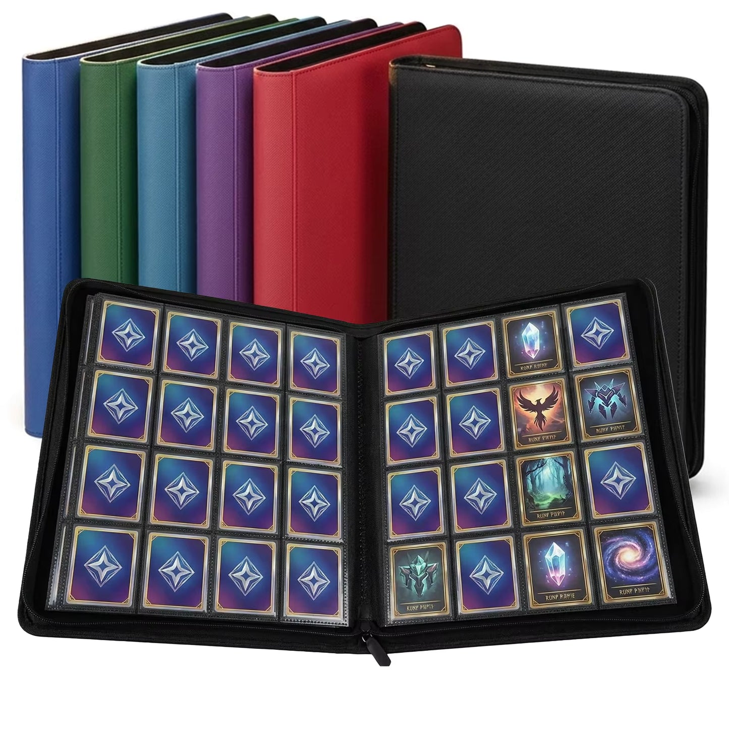 XL 16-Pocket Trading Card Binder 1024 Pockets Master Capacity PU Leather Zipper Album for TCG Sports Cards