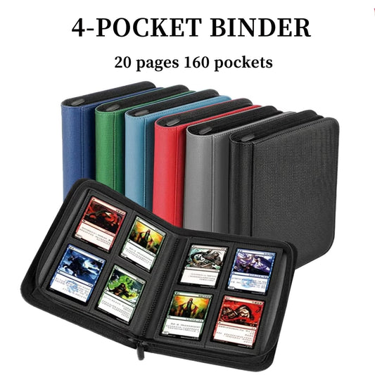 4 Pocket 160 Pockets Trading Card Binder, Side Loaded, Zipper Album