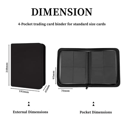4 Pocket 160 Pockets Trading Card Binder, Side Loaded, Zipper Album